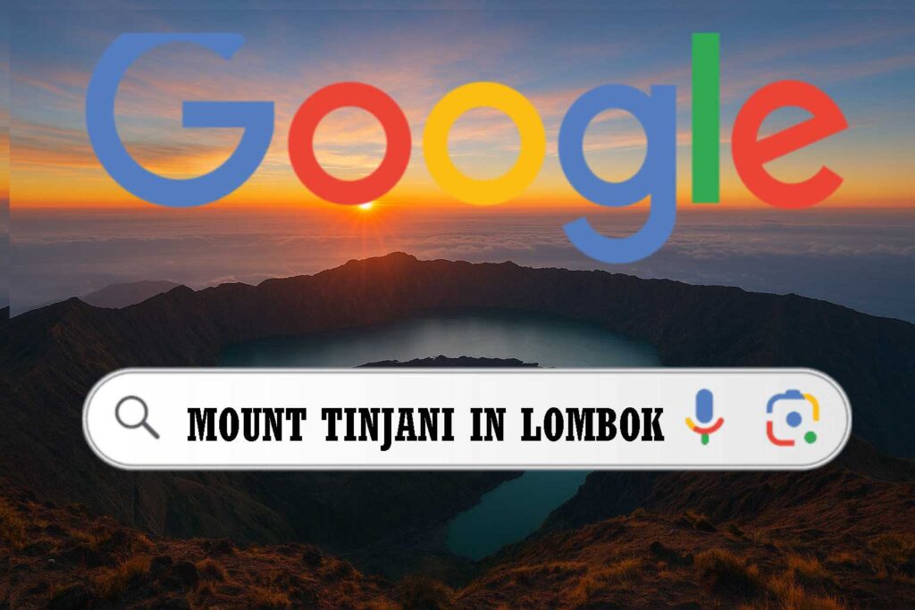 Mount Rinjani in Lombok, Indonesia with Segara Anak Lake and volcanic crater viewed from the summit trail